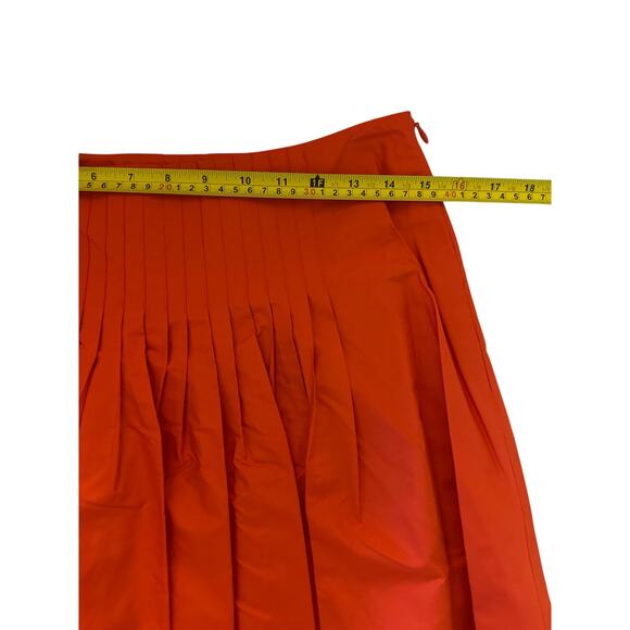 Ann Taylor 100% Silk Red Pleated Skirt Knee Length 80s 90s Power Core‎ Boss  2 - Picture 5 of 7